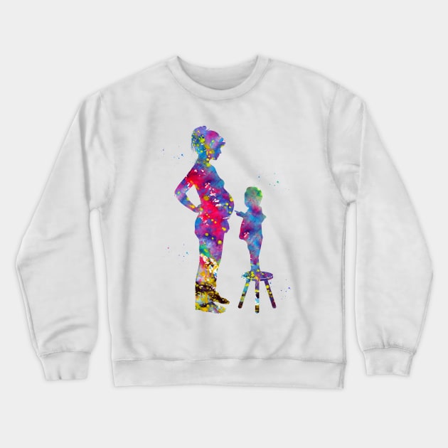 Pregnant mom with son Crewneck Sweatshirt by erzebeth